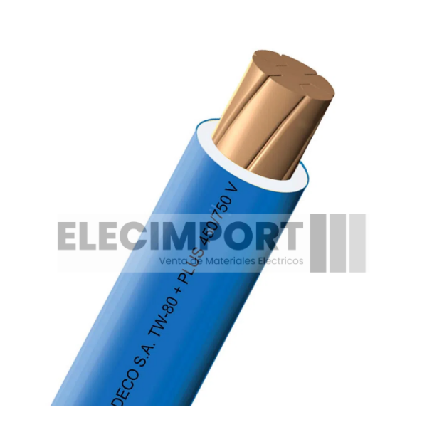 CABLE ELECTRICO TW-80 14 AWG AZUL 100 METROS